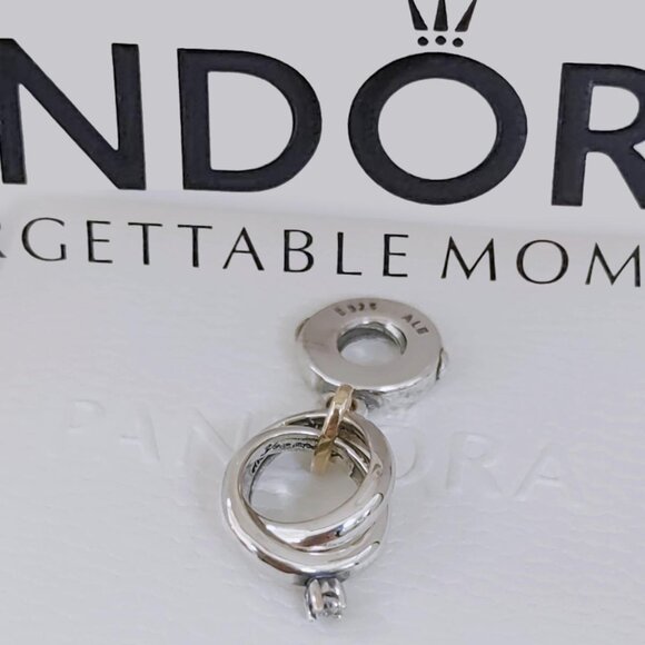 Pandora Jewelry - Pandora Two-tone Wedding Rings Dangle Charm Pendant S925 Silver with box